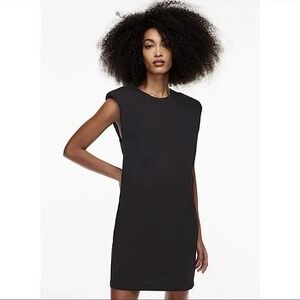 Babaton Black Cotton Shoulder Pad T Shirt Dress Sleeveless XS Aritzia